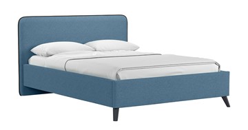 Кровать с механизмом 1.5-спальная Миа, 140 Bravo blue (светло-синий) / кант Лайт 10 Велюр (коричневый) + кроватное дно в Орле