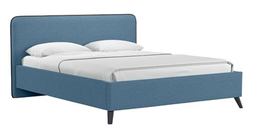 Кровать с механизмом Миа, 160 Bravo blue (светло-синий) / кант Лайт 10 Велюр (коричневый) + кроватное дно в Орле
