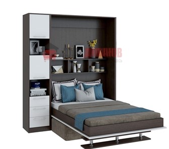 Кровать-шкаф с диваном DetalMaster Бела 1, с полкой ножкой с 1 пеналом, 1600х2000, венге/белый в Орле