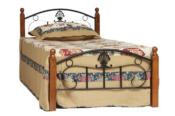 Кровать односпальная РУМБА (AT-203)/ RUMBA  дерево гевея/металл, 90*200 см (Single bed), красный дуб/черный в Орле