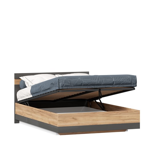 Полутороспальная кровать Фиджи 1400 с подъемным механизмом ЛД 659.075, Дуб золотой/Антрацит в Орле - изображение 2
