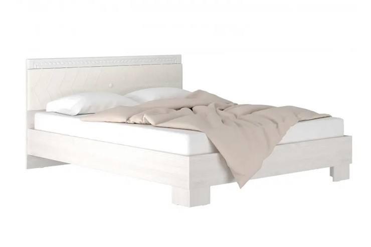 Полутороспальная кровать Гертруда, М9, Экокожа с пуговицами без основания, белая лиственница/ясень жемчужный в Орле - изображение 4