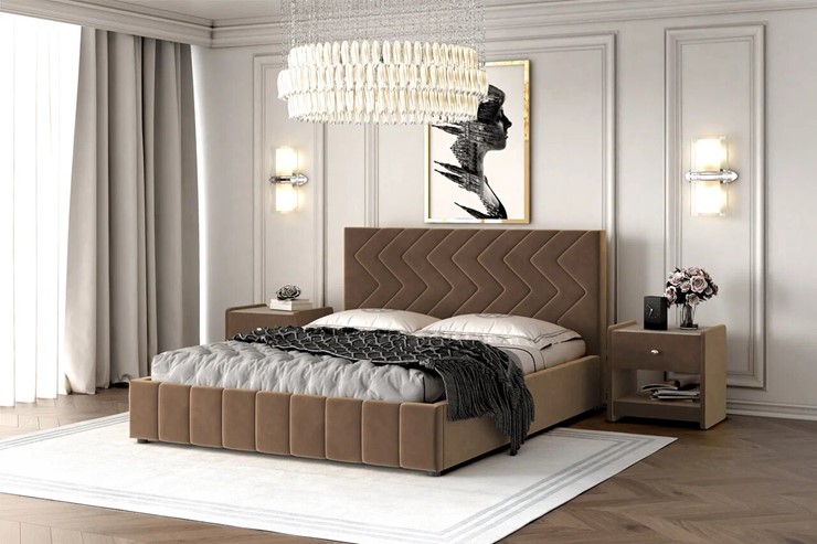 Спальная кровать Нельсон Зиг Заг 140х200 (вариант 3) с основанием в Орле - изображение 2