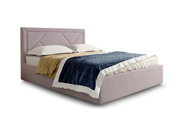 Кровать с основанием Сиеста1600, Велюр Альба розовый в Орле