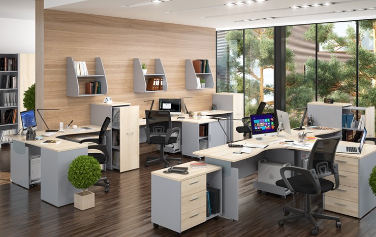 Офисный набор мебели OFFIX-NEW для 4 сотрудников с двумя шкафами в Орле - изображение 1