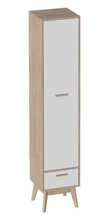 Детский шкаф одностворчатый Калгари, Дуб натуральный светлый/Белый матовый в Орле - изображение