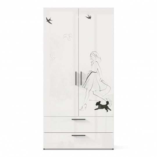 Шкаф 2х-дверный комбинированный Джоли ЛД 535.040, Серый шелк в Орле - изображение 1