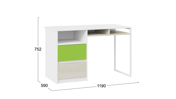 Письменный стол Сканди СМ-386.15.02-20 (Дуб Гарден, Белая, Зеленый) в Орле - изображение 4