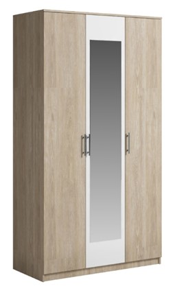 Шкаф 3 двери Светлана, с зеркалом, белый/дуб сонома в Орле - изображение