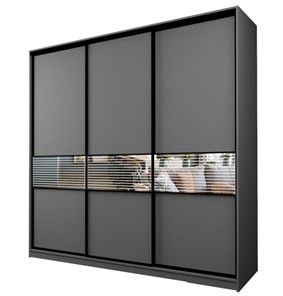Шкаф 3-х дверный MAX МШ-23-6-27-333, Профиль Черный/Цвет Графит/с зеркальной вставкой с пескоструйным рисунком в Орле