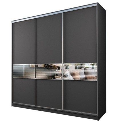 Шкаф 3-х дверный MAX МШ-27-6-27/2-333, Профиль Серебро/Цвет Графит/с зеркальной вставкой с рисунком в Орле - изображение