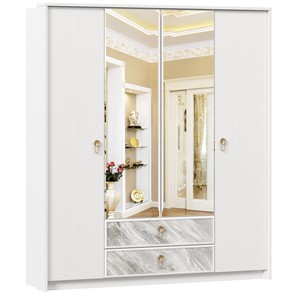 Шкаф 4х-дверный Айла с зеркалом ЛД 688.010.000, Белый, исполнение 1 в Орле