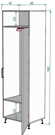 Шкаф одностворчатый Лофт H38, ДВ-Графит в Орле - изображение 1