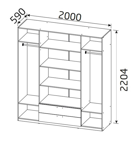 Шкаф распашной 4-х дверный Вега с 2 ящиками в Орле - изображение 1
