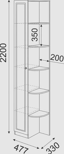 Угловой шкаф-стеллаж Беатрис М13 левый (Орех Гепланкт) в Орле - изображение 3