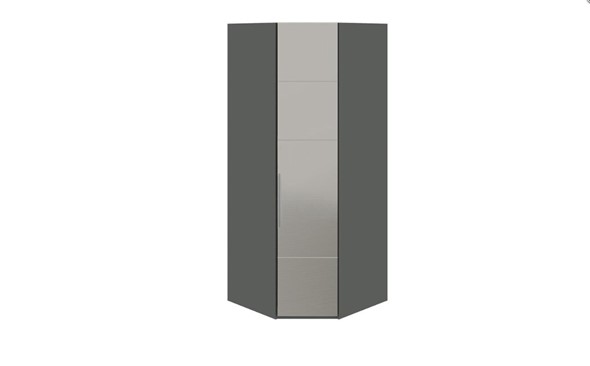 Распашной угловой шкаф Наоми с зеркальной правой дверью, цвет Фон серый, Джут СМ-208.07.07 R в Орле - изображение