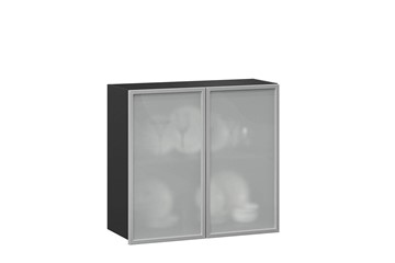 Кухонный шкаф 800, Шервуд, со стеклом ЛД 281.361.000.030, серый/черный в Орле