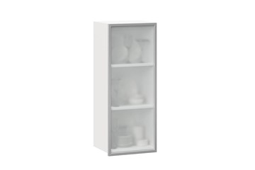 Кухонный шкаф высокий 400 Шервуд, со стеклом левый ЛД 281.421.000.121, белый/серый в Орле