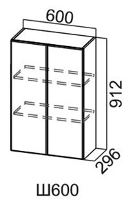 Кухонный навесной шкаф Грейвуд, Ш600/912, арктик в Орле