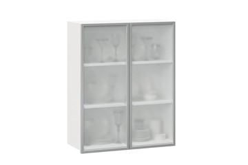 Кухонный высокий шкаф 800, Шервуд, со стеклом ЛД 281.461.000.129, белый/серый в Орле