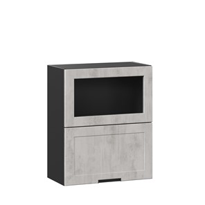 Навесной кухонный шкаф 600 горизонтальный с 2 складными дверями Джамис ЛД 296.970.000.083, Чёрный/Белый камень в Орле