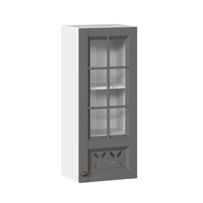 Шкаф настенный Амели-3 400 высокий со стеклом ЛД 299.420.000.040, Белый/Оникс серый в Орле