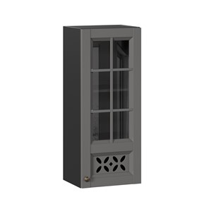 Шкаф навесной Амели-3 400 высокий со стеклом ЛД 299.420.000.042, Черный/Оникс серый в Орле