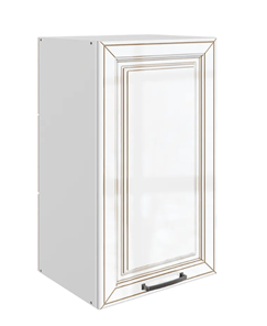Навесной кухонный шкаф Атланта L400 Н720 (1 дв. гл.) эмаль (белый/белый глянец патина золото) в Орле