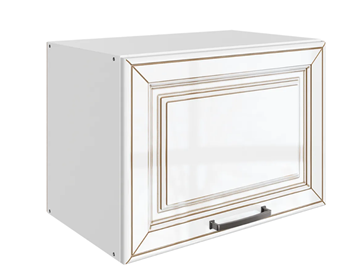 Кухонный навесной шкаф Атланта L500 Н360 (1 дв. гл.) эмаль (белый/белый глянец патина золото) в Орле