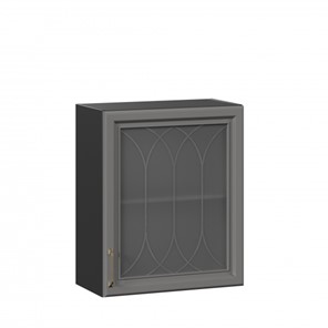 Кухонный навесной шкаф Джелатто 600 со стеклом ЛД 241.350.000.147, Черный/Оникс серый в Орле