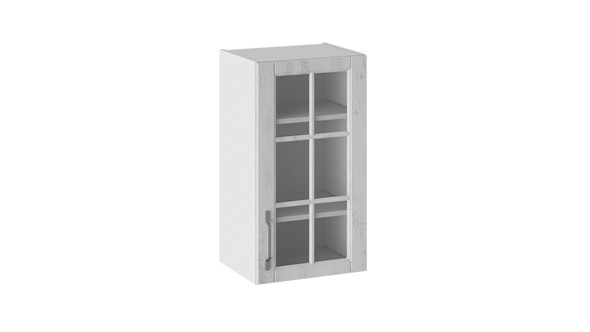 Шкаф на кухню Прованс (Белый глянец/Санторини светлый) со стеклом В_72-40_1ДРс в Орле - изображение