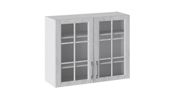 Кухонный шкаф Прованс (Белый глянец/Санторини светлый) со стеклом В_72-90_2ДРс в Орле