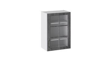 Навесной кухонный шкаф Прованс (Белый глянец/Санторини темный) со стеклом В_72-50_1ДРс в Орле
