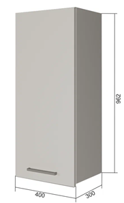 Навесной кухонный шкаф В9 40, Сатин/Белый в Орле