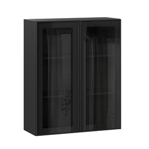 Кухонный шкаф высокий со стеклом 800 Индиго ЛД 298.460.000.156, Чёрный/Чёрный в Орле