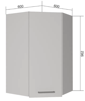 Угловой навесной шкаф ВУ9, Сатин/Белый в Орле - изображение
