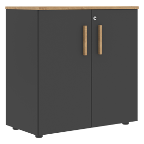 Низкий шкаф широкий с малыми дверцами FORTA Графит-Дуб Гамильтон  FLC 80.1(Z) (798х404х801) в Орле