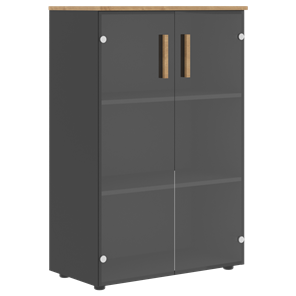 Шкаф со стеклянными средними дверьми FORTA Графит-Дуб Гамильтон FMC 80.2 (798х404х1197) в Орле