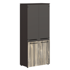 Шкаф колонка со стеклянными и глухими дверями MORRIS  Дуб Базель/Венге Магия MHC 85.2 (854х423х1956) в Орле