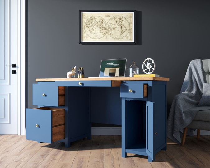 Большой рабочий стол Jules Verne JV14ETGB (Синий) в Орле - изображение 2