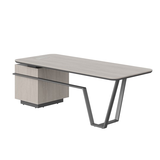 Стол с комбинированной столешницей и правой тумбой LINE Дуб-серый-антрацит СФ-571101.1 (2225х900х762) в Орле - изображение 1