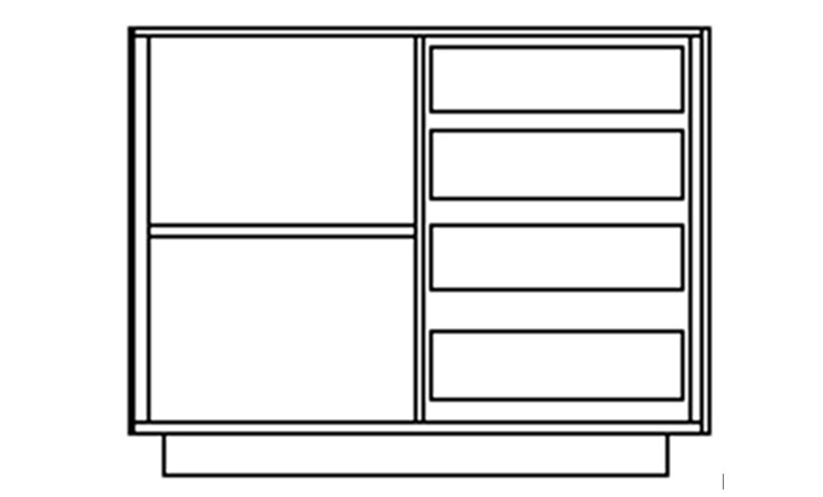 Комод с распашной дверью и четырьмя выдвижными ящиками LINE Дуб-светлый-белый СФ-572102 (1030х430х814) в Орле - изображение 1