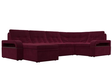 П-образный диван Лига-035, Бордовый (Микровельвет) в Орле
