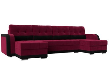 П-образный диван Марсель, Бордовый\Черный (Микровельвет) в Орле