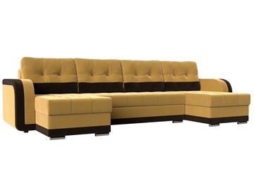 Большой П-образный диван Марсель, Желтый\Коричневый (Микровельвет) в Орле