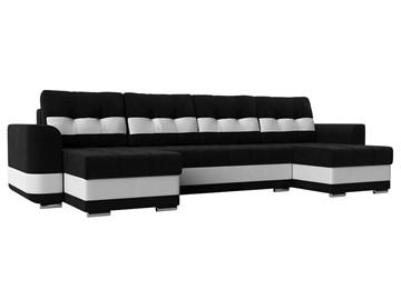 П-образный диван Честер, Черный/белый (вельвет/экокожа) в Орле