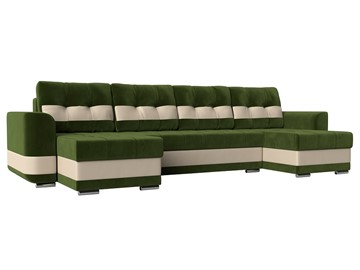 П-образный диван Честер, Зеленый/бежевый (вельвет/экокожа) в Орле