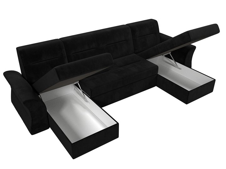 Большой П-образный диван Клайд, Черный (Велюр) в Орле - изображение 2