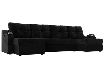 П-образный диван Меркурий П, Черный\Черный (Велюр\Экокожа) в Орле