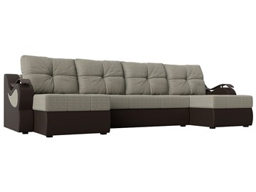 П-образный диван Меркурий П, Корфу 02 (рогожка)/коричневый (экокожа) в Орле